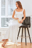 Vita remmar sjöjungfru brudfestklänning med spets