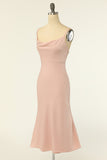 Mantlar spaghetti remmar blush bridesmaid klänning