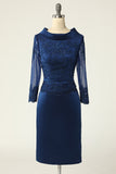 Navy Långa ärmar Bodycon Mother Dress