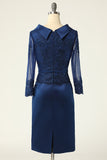 Navy Långa ärmar Bodycon Mother Dress