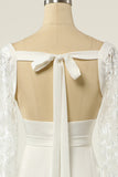 Vit sjöjungfru långärmad bröllopsklänning