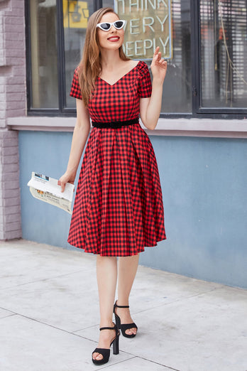Röd Rutig Vintage Kläder