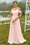 Off Shoulder Rouge Bridesmaid Klänning