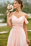 Off Shoulder Rouge Bridesmaid Klänning