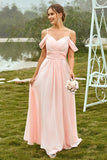 Off Shoulder Rouge Bridesmaid Klänning