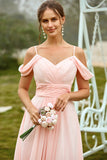Off Shoulder Rouge Bridesmaid Klänning