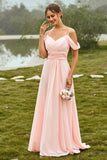 Off Shoulder Rouge Bridesmaid Klänning