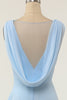 Load image into Gallery viewer, V-ringad blå brudtärna klänning med volang