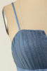 Load image into Gallery viewer, En linje Spaghetti remmar blå grå kort hemkomst klänning