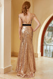 Champagne Paljett Off-shoulder Aftonklänning