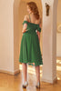 Load image into Gallery viewer, A-linje mörkgrön spetsklänning