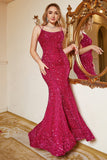 Hot Pink Paljett Mermaid Plus Size Bal Klänning med Lac-up Back