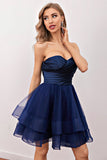 Navy Short Tulle Cocktailklänning