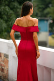 Röd Off-shoulder Balklänning