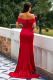Röd Off-shoulder Balklänning