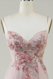 Rodna Corset A-Linje Lång Balklänning med Blommor