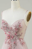Rodna Corset A-Linje Lång Balklänning med Blommor